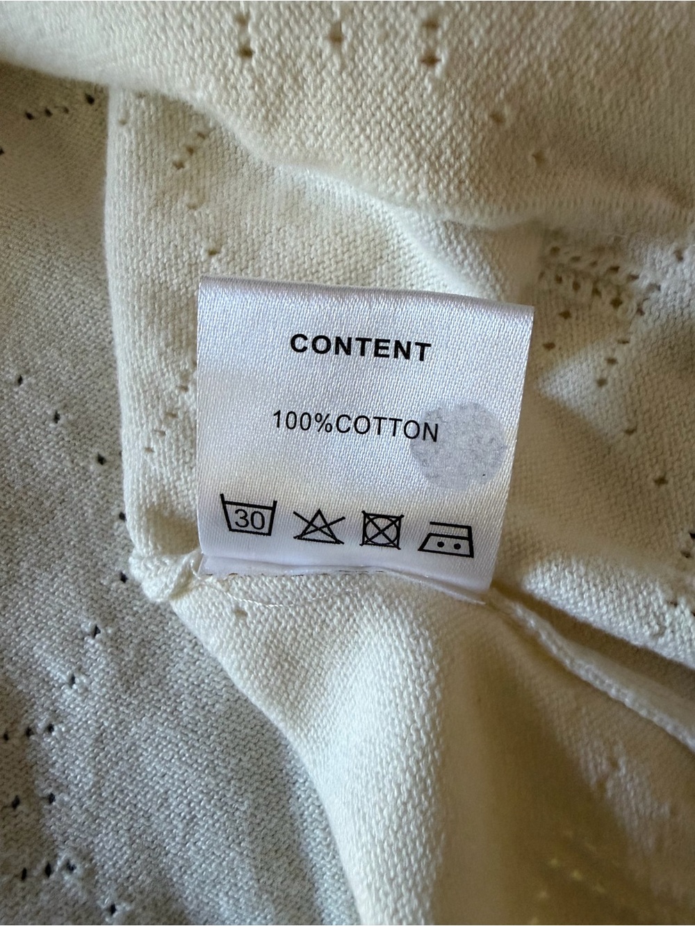 Ellandemm Cream Cropped Cotton Cardigan with Textured Knit S/M - Picture 6 of 8